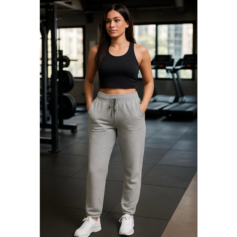 Women's Tommy Hilfiger Gray Track Pants Joggers Med Athleisure Cozy‎ Sporty Y2K